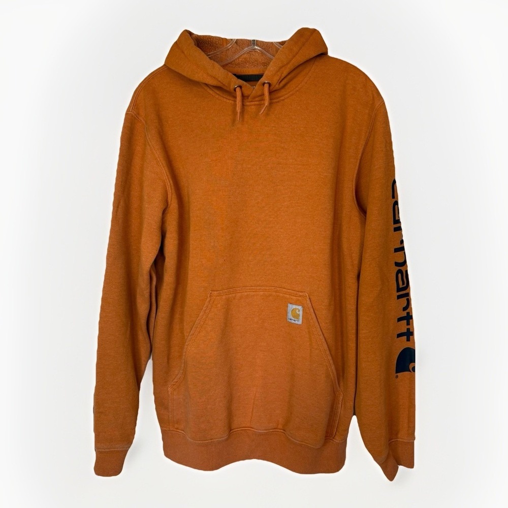 Carhartt Loose Fit Hoodie Adult Small Burnt Orange Distressed Workwear TS0288-M